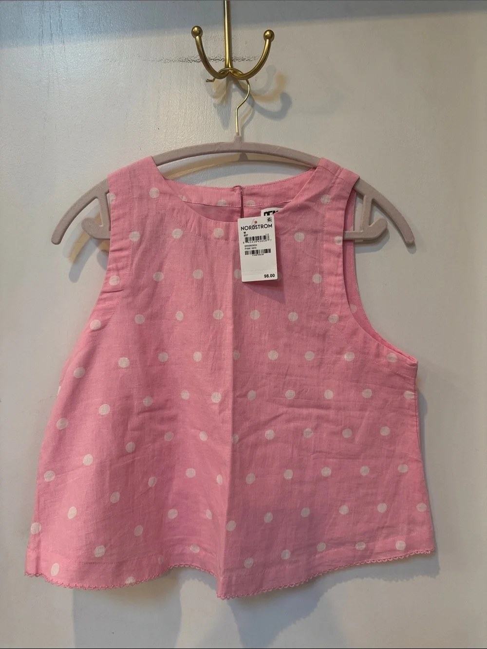 Beach Riot Dollie Pink & White Polka Dot Sleeveless Cover-up Top - Picture 3 of 5